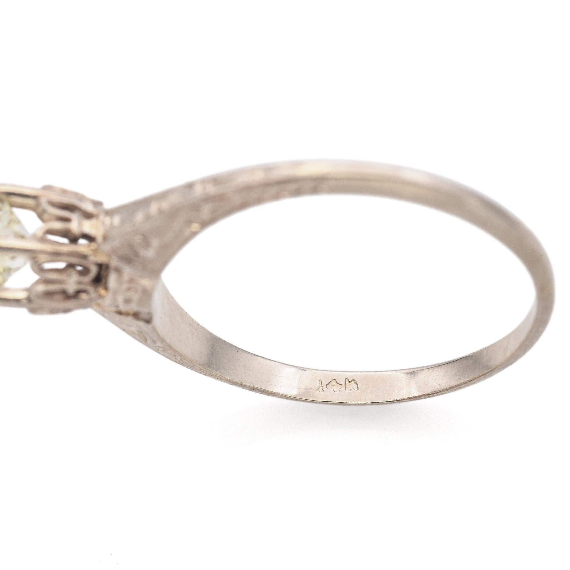 Antique 14K White Gold 0.67ct High Crown Old Euro Diamond Ring