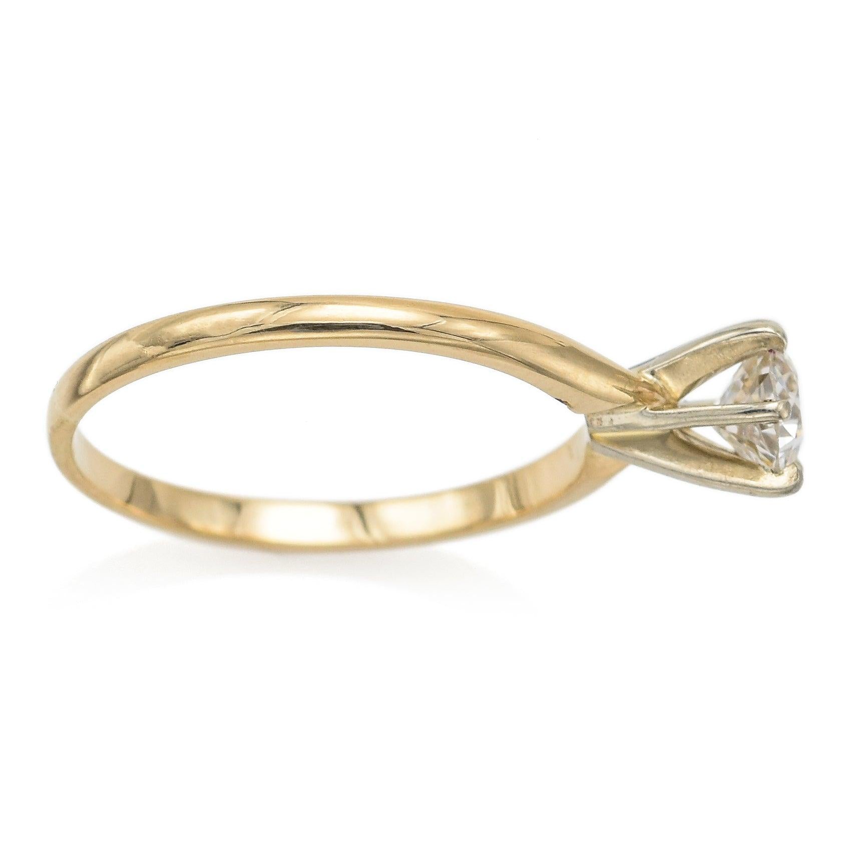 Antique 14k Yellow Gold 0.56ct Old Euro Cut Diamond Solitaire Engagement Ring