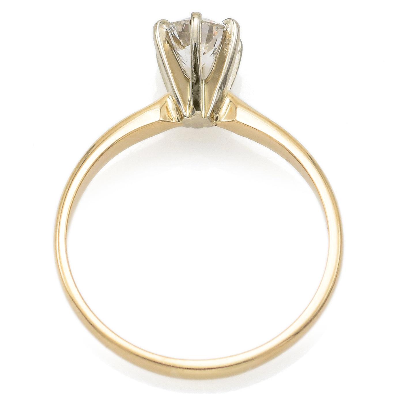 Antique 14k Yellow Gold 0.56ct Old Euro Cut Diamond Solitaire Engagement Ring