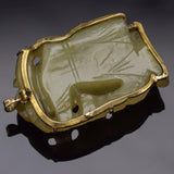 Antique Yellow Gold Jade Large Carved Nezha Deity Pendant