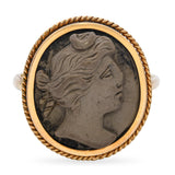 Antique 18k Yellow Gold Lava Cameo Ring