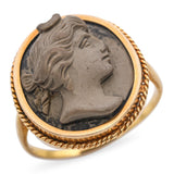 Antique 18k Yellow Gold Lava Cameo Ring