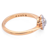 Antique A H Signed 18K Yellow Gold Platinum Blue Zircon Diamond Ring