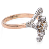 Antique Art Nouveau White and Rose Gold .46tcw Diamond Ring