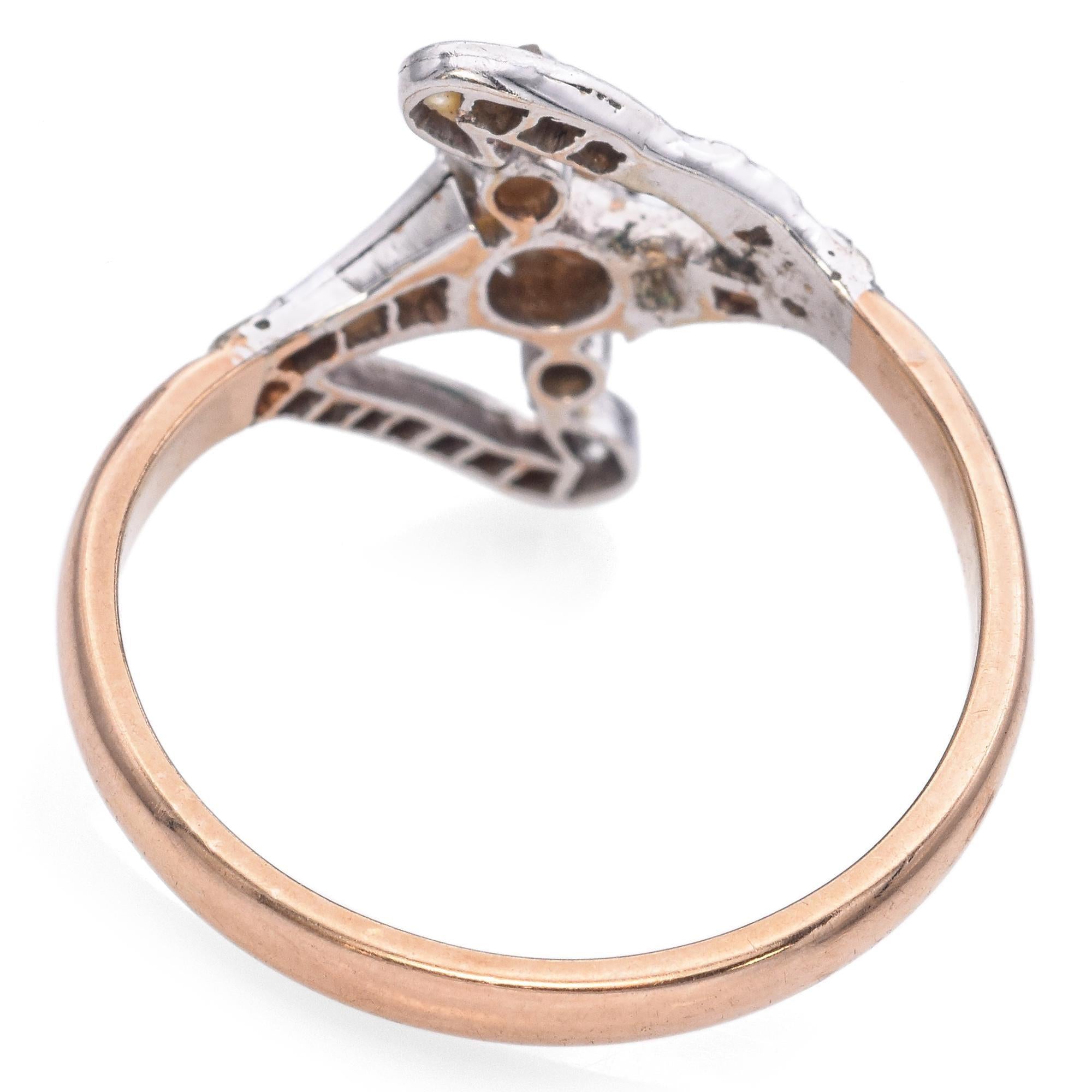 Antique Art Nouveau White and Rose Gold .46tcw Diamond Ring