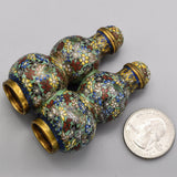 Antique Chinese Double Gourd Form Cloisonne Floral Snuff Bottle