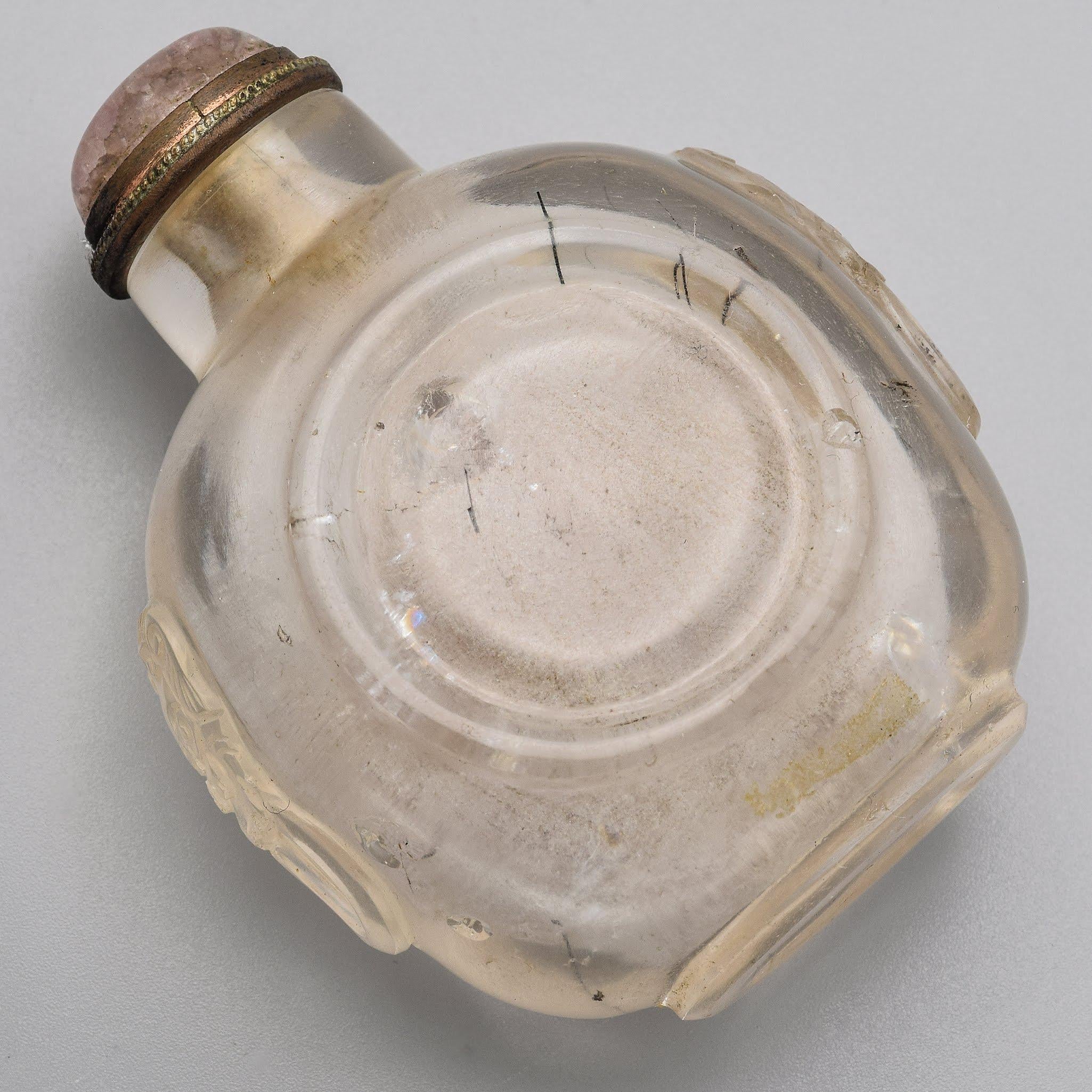 Antique Chinese Rutilated Quartz Carved Snuff Bottle