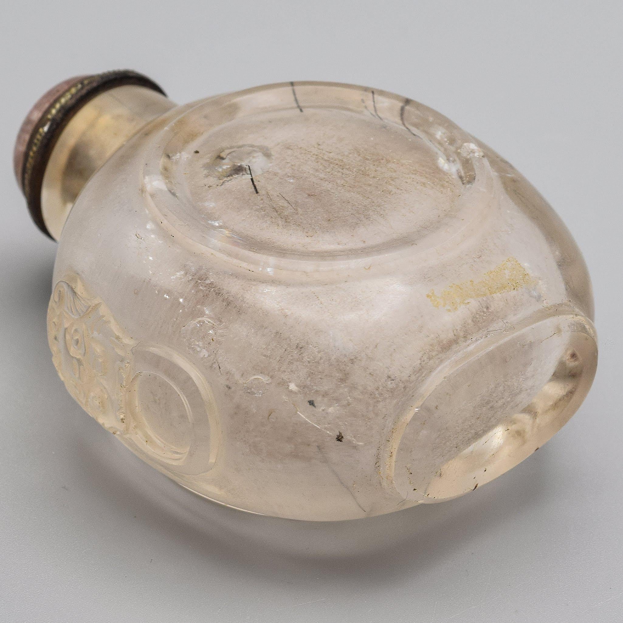 Antique Chinese Rutilated Quartz Carved Snuff Bottle