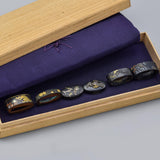 Antique Edo Meiji Taisho Period Shakudo Fuchi Gashira 6 Set Japanese Sword Parts