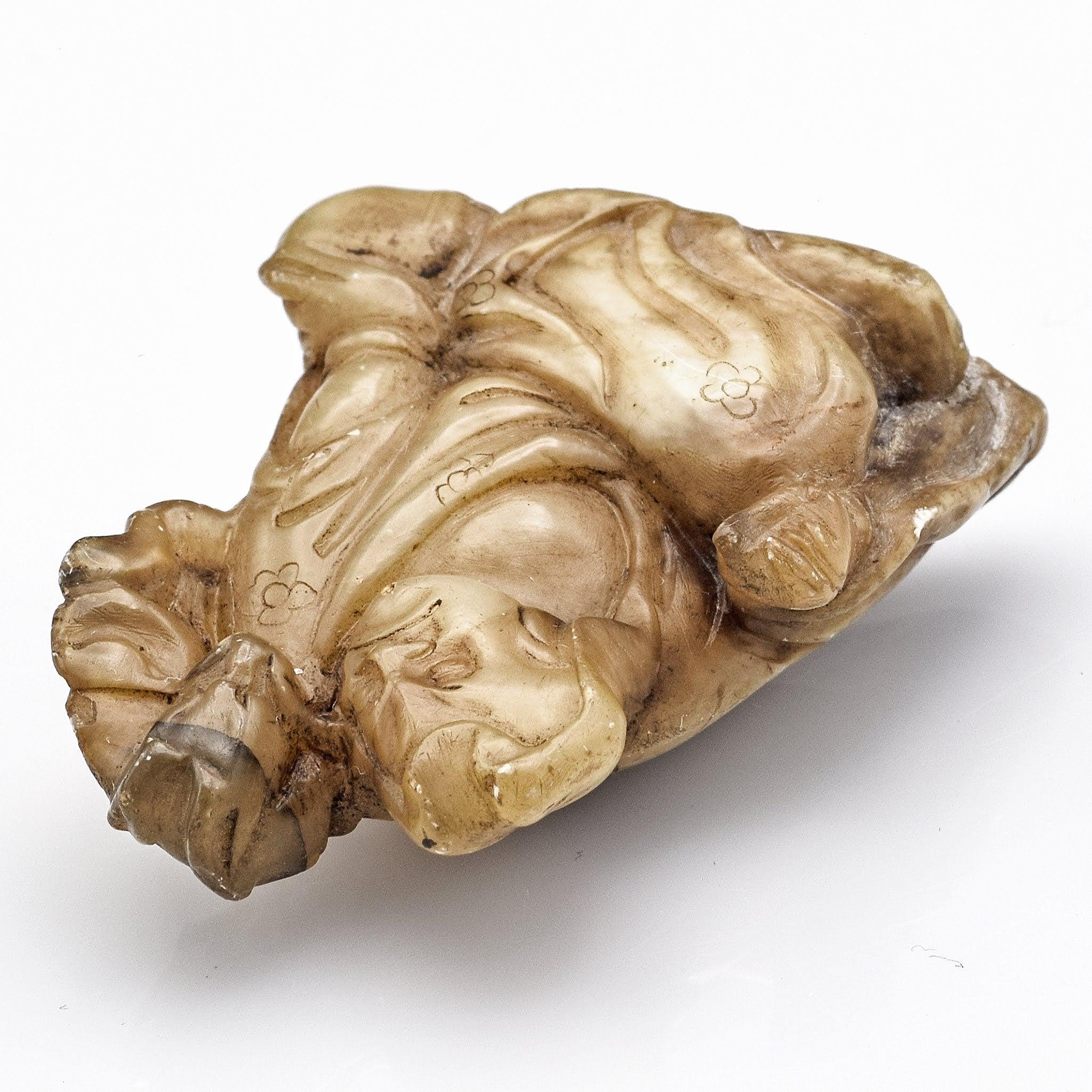 Antique Japanese Carved Jade Netsuke Figurine Pendant