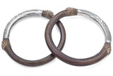 Set of 2 Antique Silver & Rattan Dragon and Phoenix Bangle Arm Bands