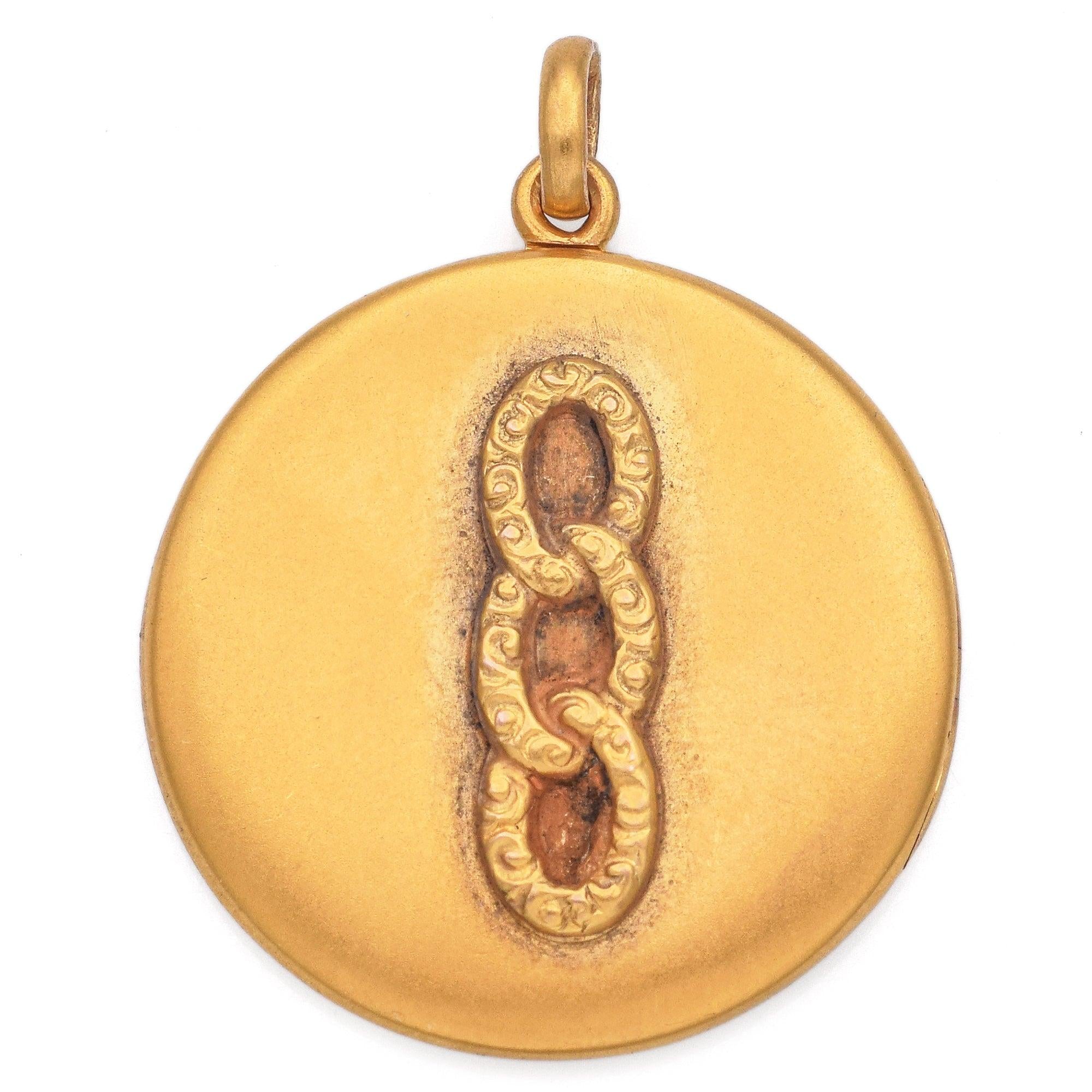 Antique Victorian 10K Yellow Gold Round Locket Pendant