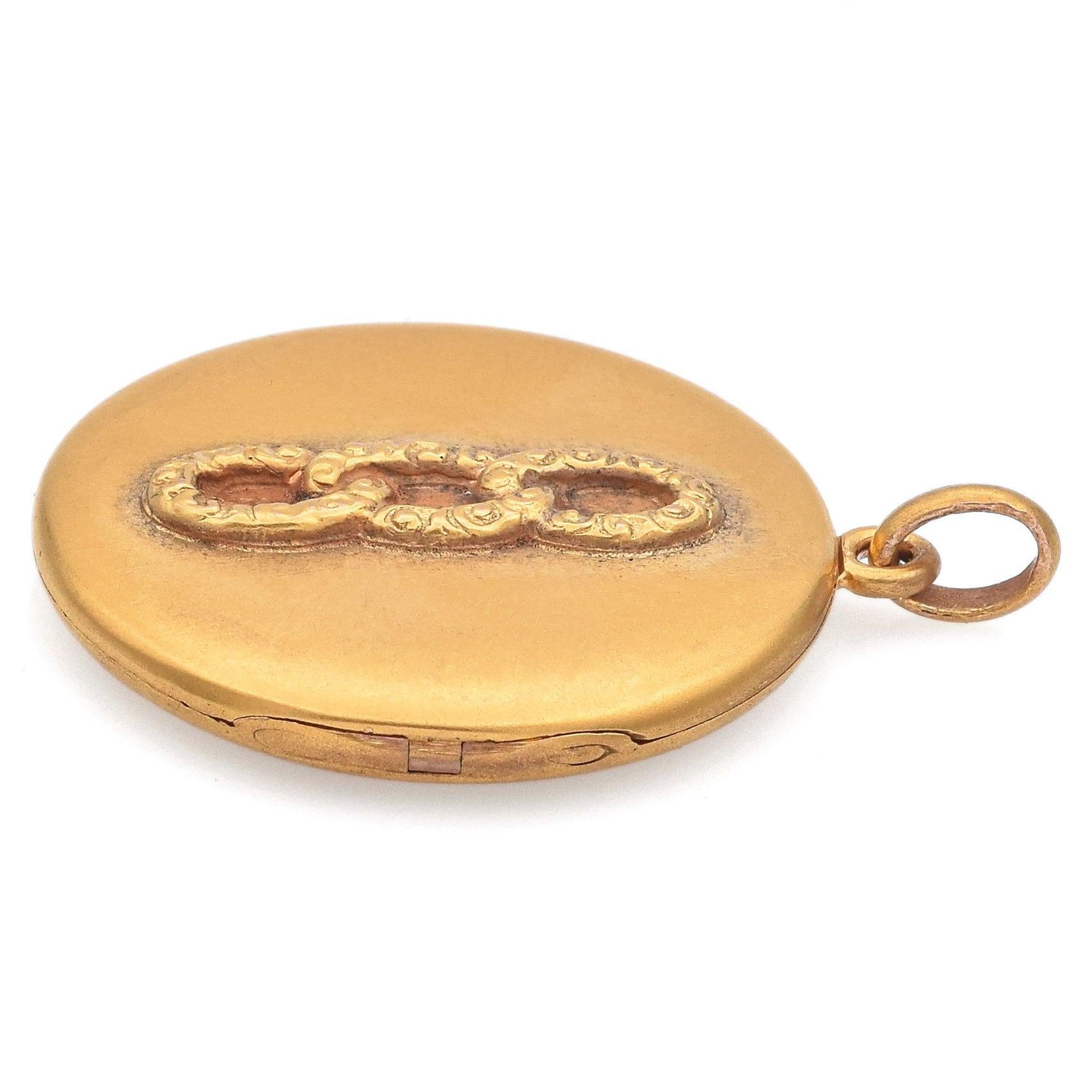 Antique Victorian 10K Yellow Gold Round Locket Pendant