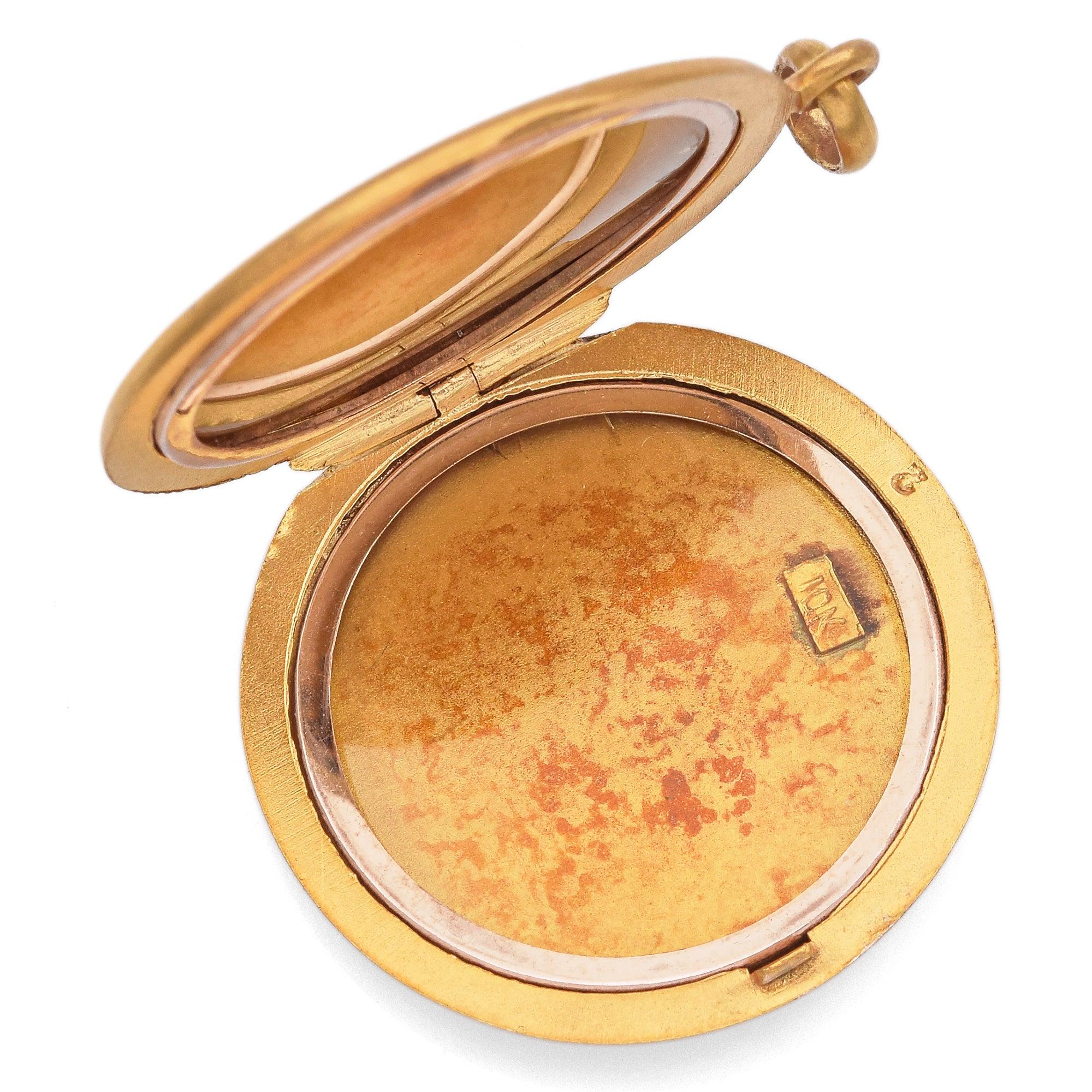 Antique Victorian 10K Yellow Gold Round Locket Pendant