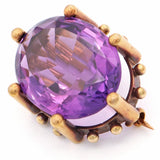 Antique Victorian Yellow Gold 21.08ct Amethyst Brooch