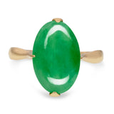 Vintage 14k Yellow Gold 3.55ct Type A Jadeite Jade Ring