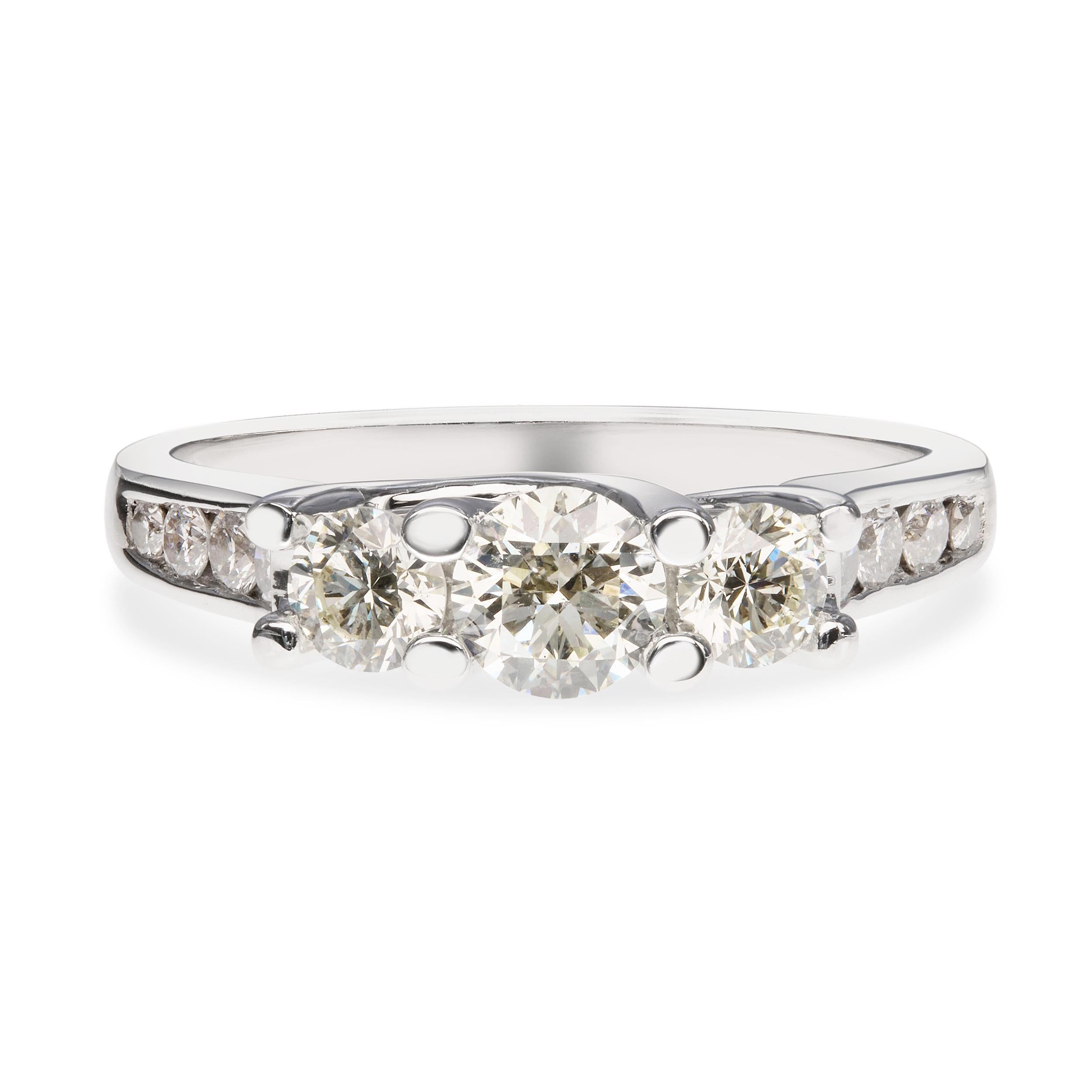 14k White Gold 0.81tcw Diamond Three Stone Ring
