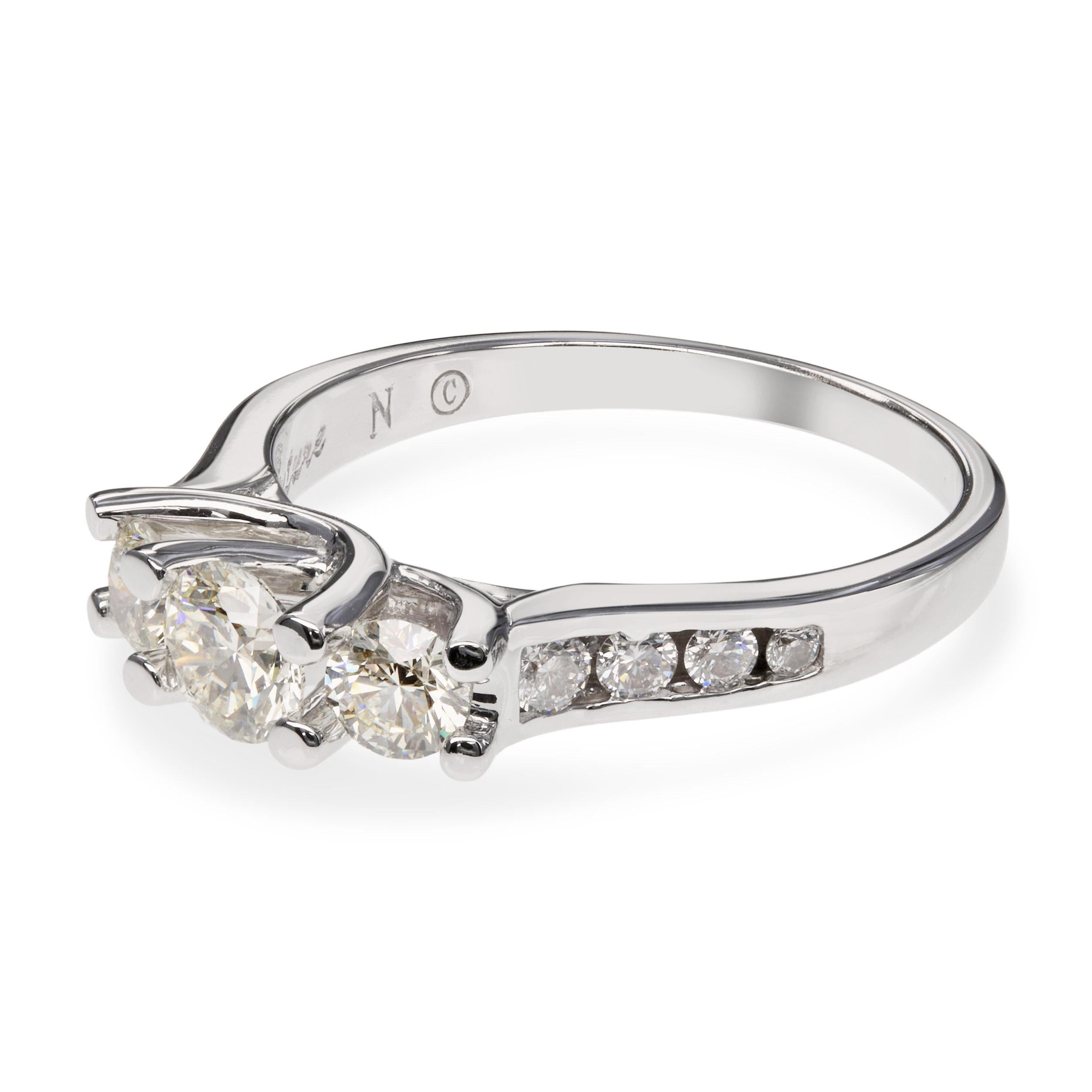 14k White Gold 0.81tcw Diamond Three Stone Ring