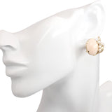 Vintage Yellow Gold Angel Skin Coral and Pearl Screw Back Earrings