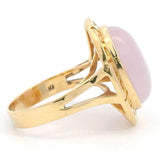 Vintage 14k Yellow Gold Lavender Jade Greek Key Bezel Cocktail Ring