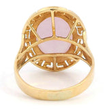 Vintage 14k Yellow Gold Lavender Jade Greek Key Bezel Cocktail Ring