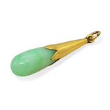Vintage 24k Yellow Gold Green Jade Teardrop Pendant