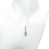 Vintage 24k Yellow Gold Green Jade Teardrop Pendant