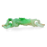 Carved Green Jade Figural Connector Pendant