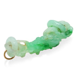 Carved Green Jade Figural Connector Pendant