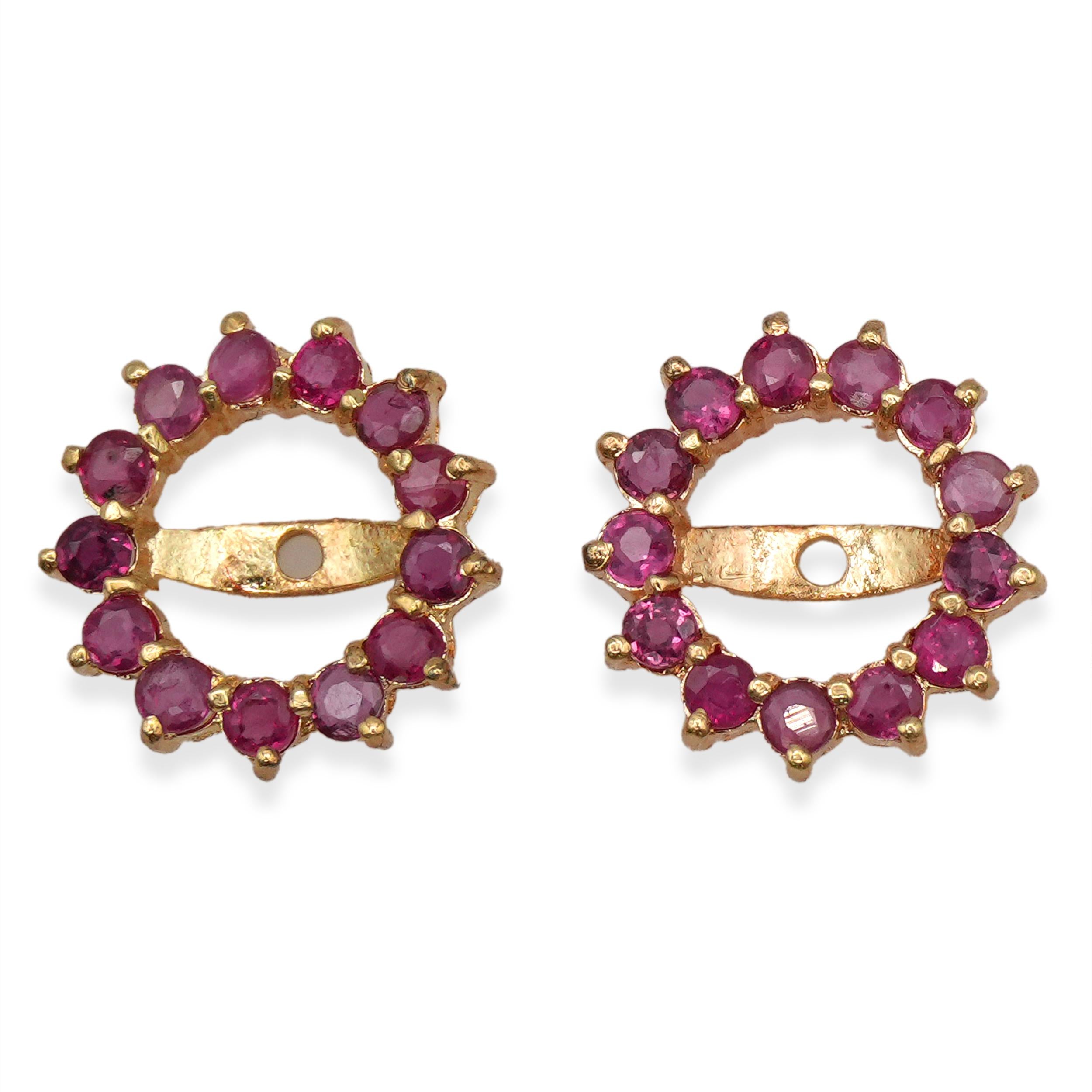 14k Yellow Gold Ruby Circular Earring Jackets