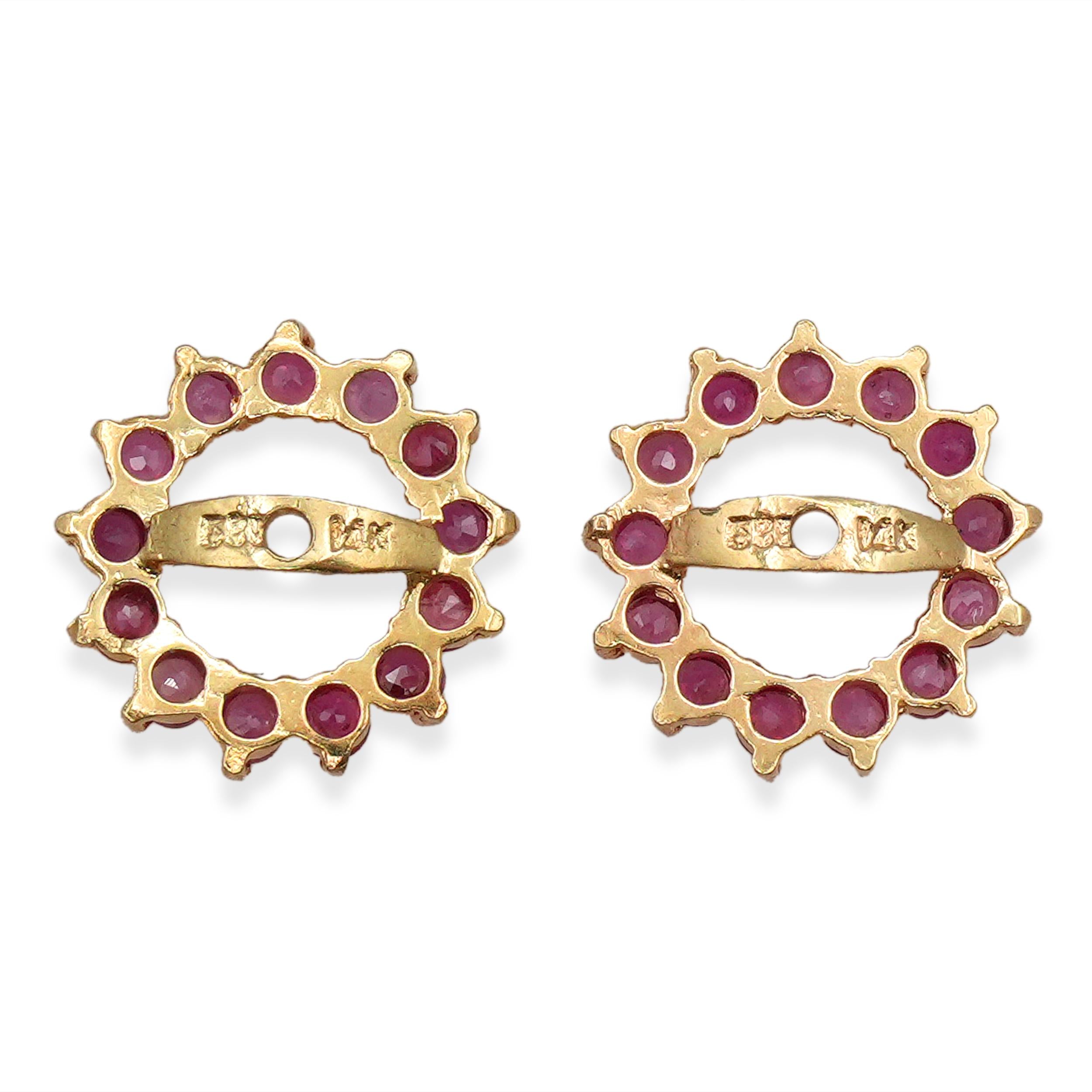 14k Yellow Gold Ruby Circular Earring Jackets