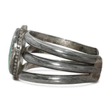 Vintage Southwestern Sterling Silver Turquoise Three-Row Cuff