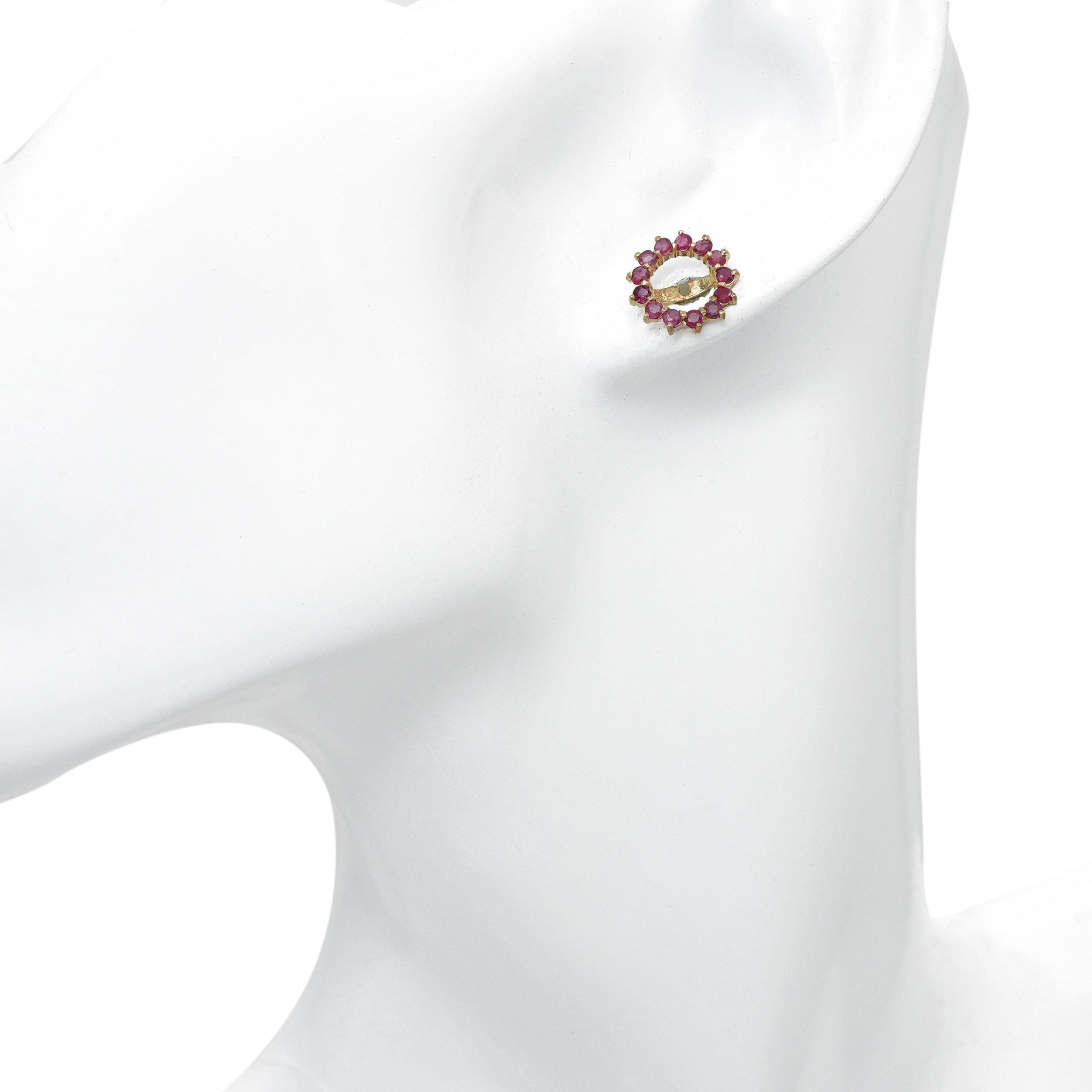 14k Yellow Gold Ruby Circular Earring Jackets