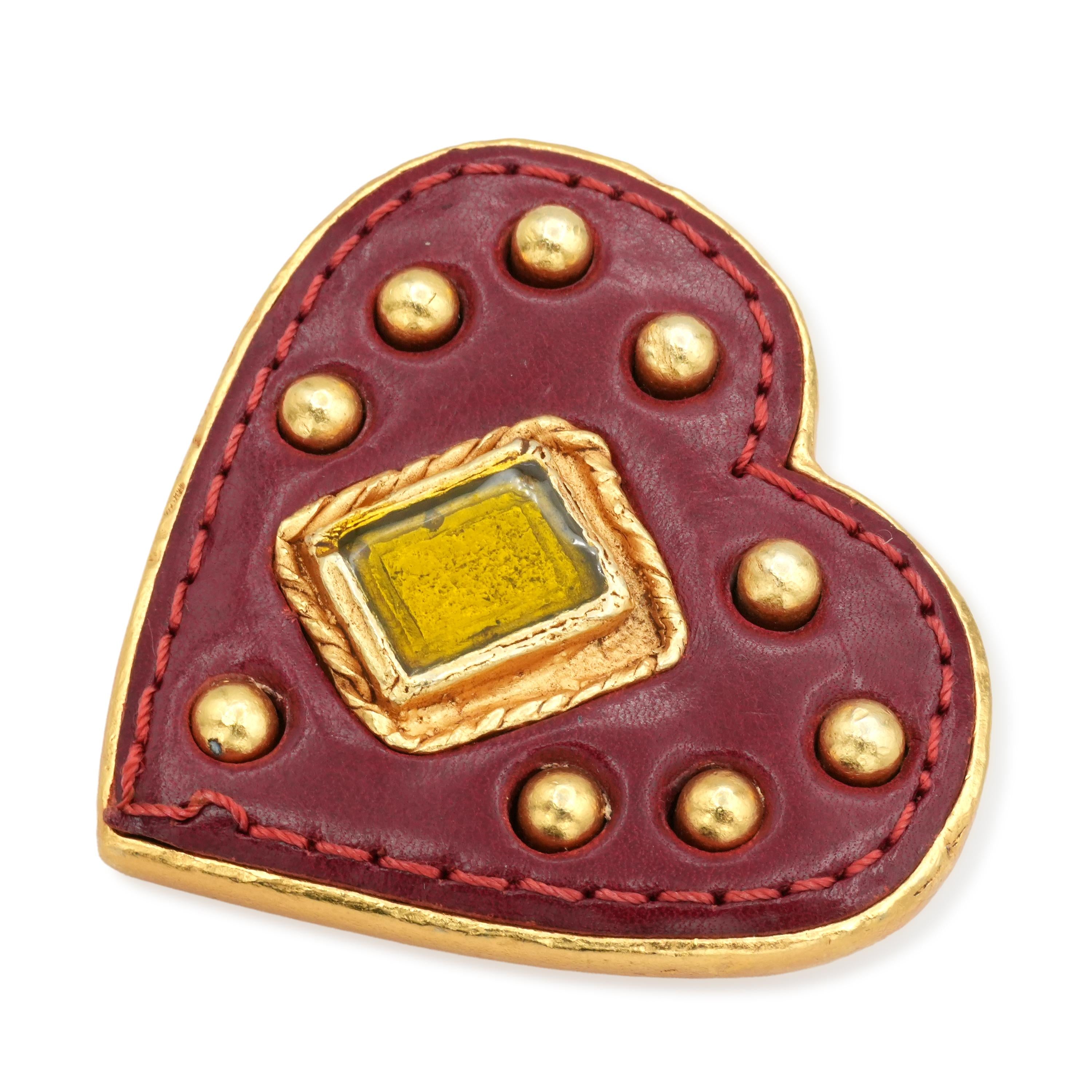 Vintage Christian Lacroix Gold-Tone Heart Brooch