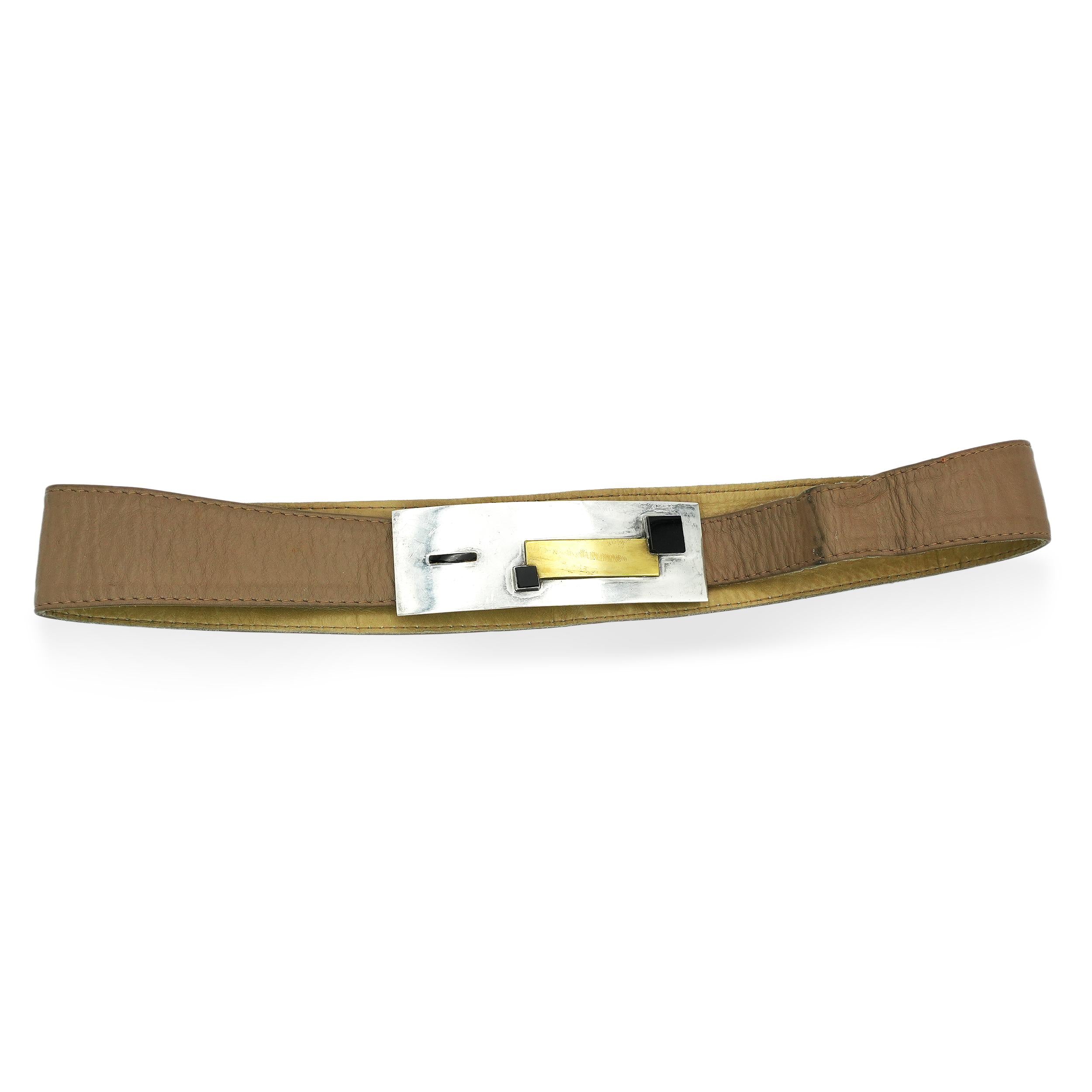 Antonio Pineda Taxco Sterling Silver Mixed-Metal Leather Belt