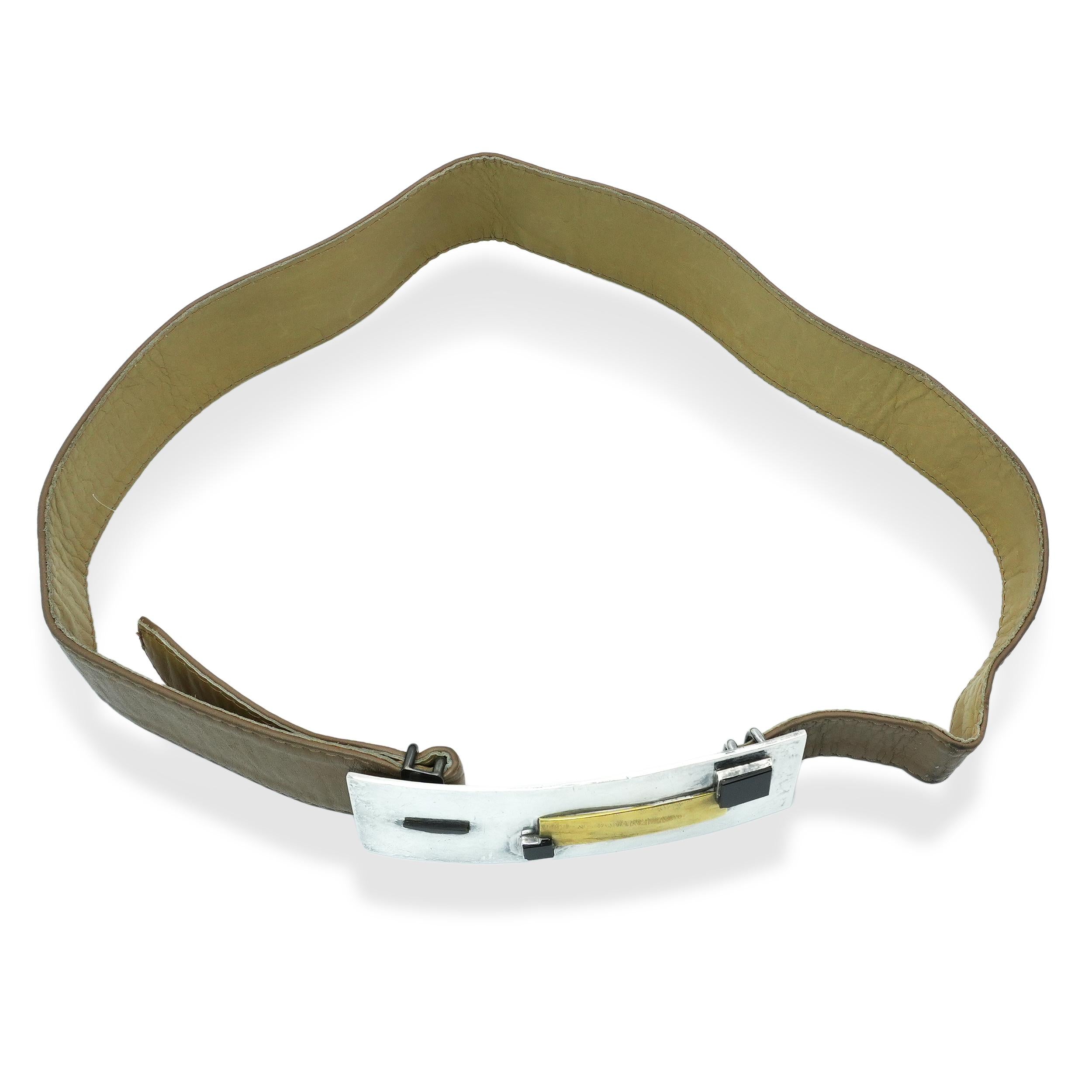 Antonio Pineda Taxco Sterling Silver Mixed-Metal Leather Belt