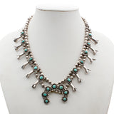 Vintage Southwestern Sterling Silver Turquoise Squash Blossom Necklace