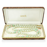 Vintage Ming's 14k Yellow Gold Filled Jade & Rose Quartz Beaded Strand Necklace