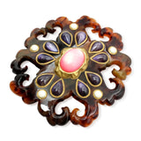 Christian Lacroix Gold-Tone Faux Tortoiseshell Resin Cabochon Brooch