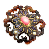 Christian Lacroix Gold-Tone Faux Tortoiseshell Resin Cabochon Brooch