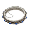 Vintage Chinese-Style Silver Lapis Lazuli Hinged Bangle