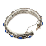 Vintage Chinese-Style Silver Lapis Lazuli Hinged Bangle