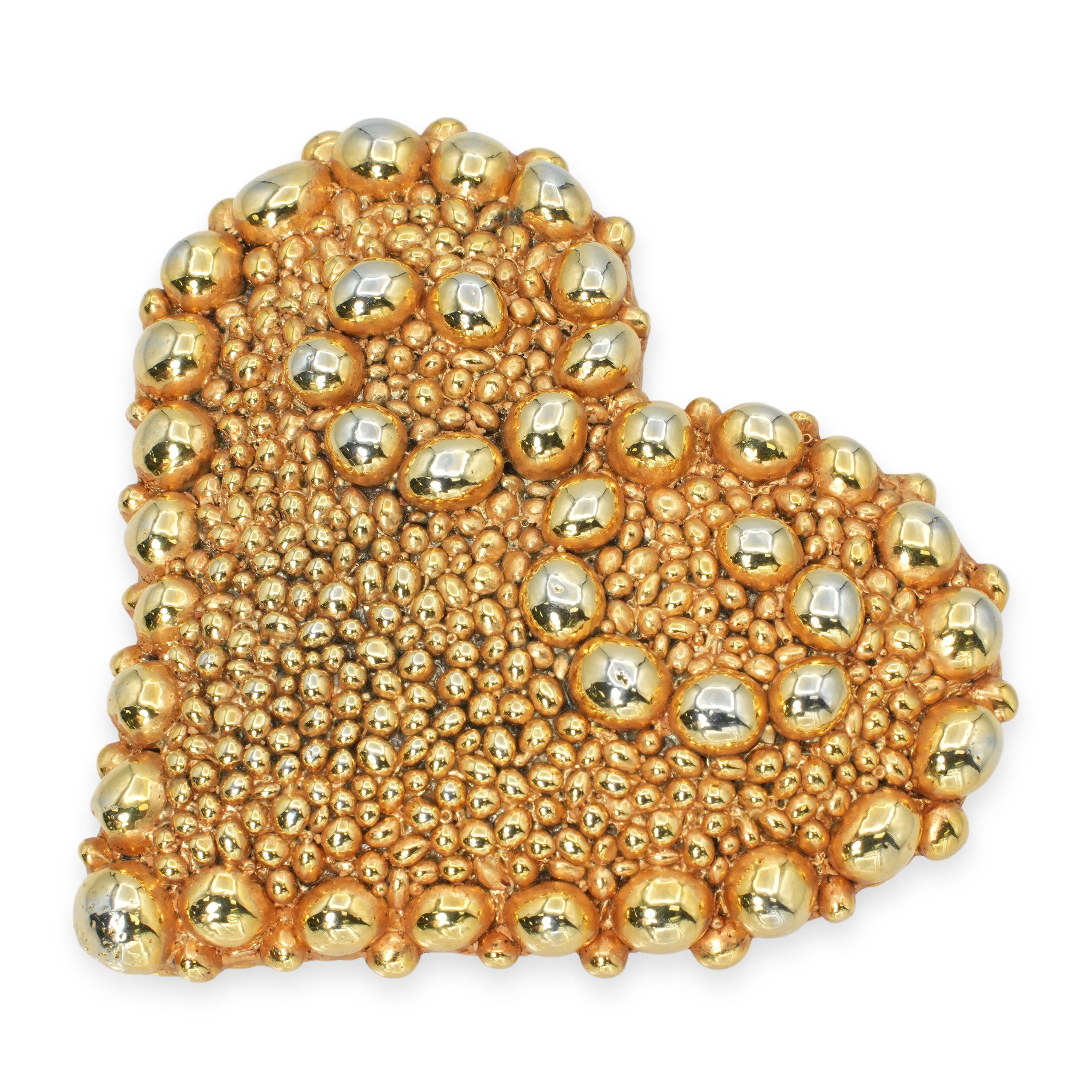 Vintage Christian Lacroix Gold Plated Textured Heart Brooch