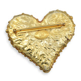 Vintage Christian Lacroix Gold Plated Textured Heart Brooch