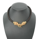 Italian 18K Yellow Gold Ruby Eye Dragon Necklace