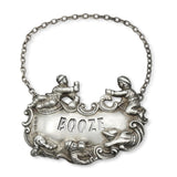 Vintage Michael Wyard Druitt English Sterling Silver Figural “BOOZE” Bottle Tag