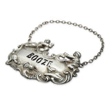 Vintage Michael Wyard Druitt English Sterling Silver Figural “BOOZE” Bottle Tag