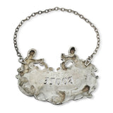 Vintage Michael Wyard Druitt English Sterling Silver Figural “BOOZE” Bottle Tag