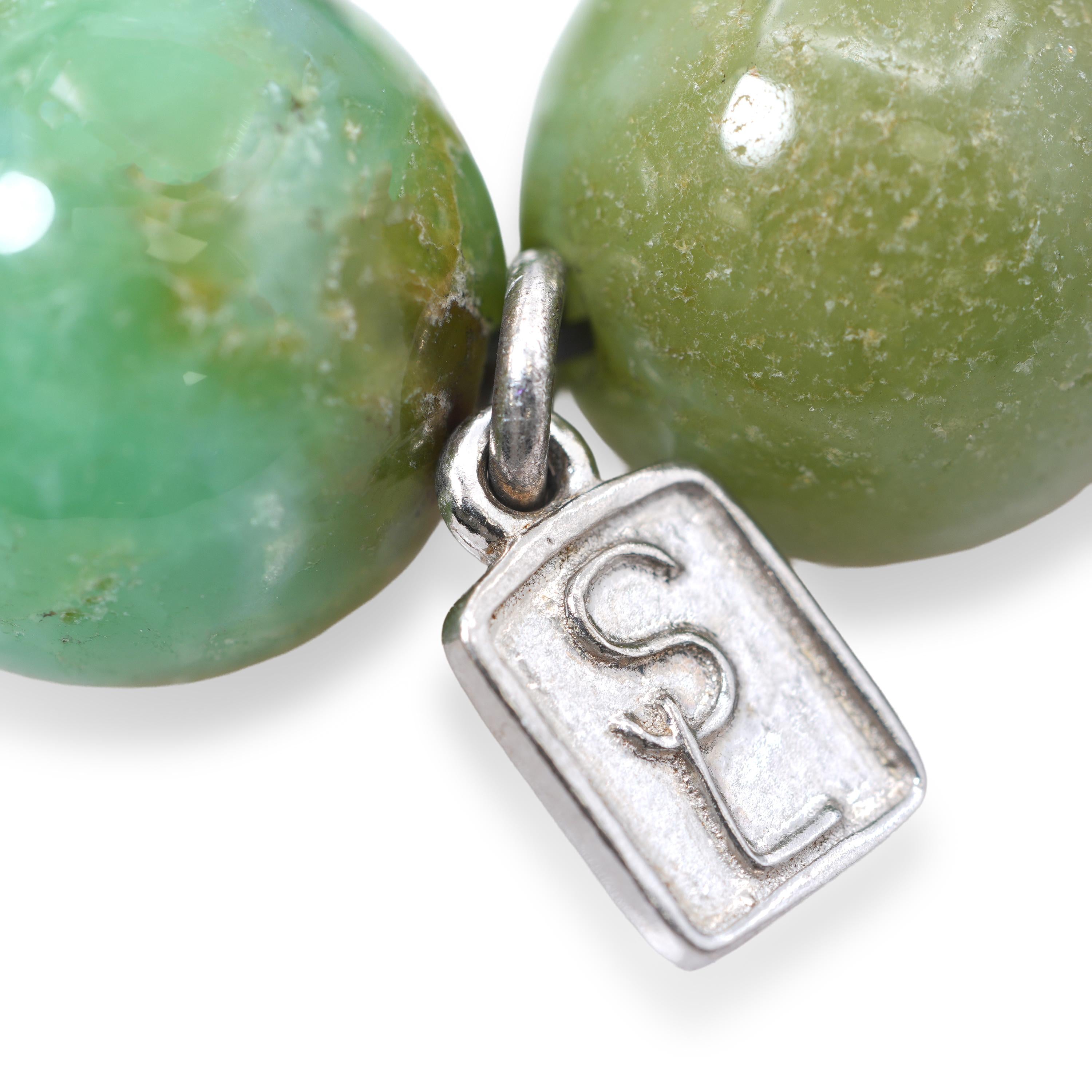Sheryl Lowe Sterling Silver Chrysoprase Diamond Beaded Bracelet