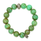 Sheryl Lowe Sterling Silver Chrysoprase Diamond Beaded Bracelet